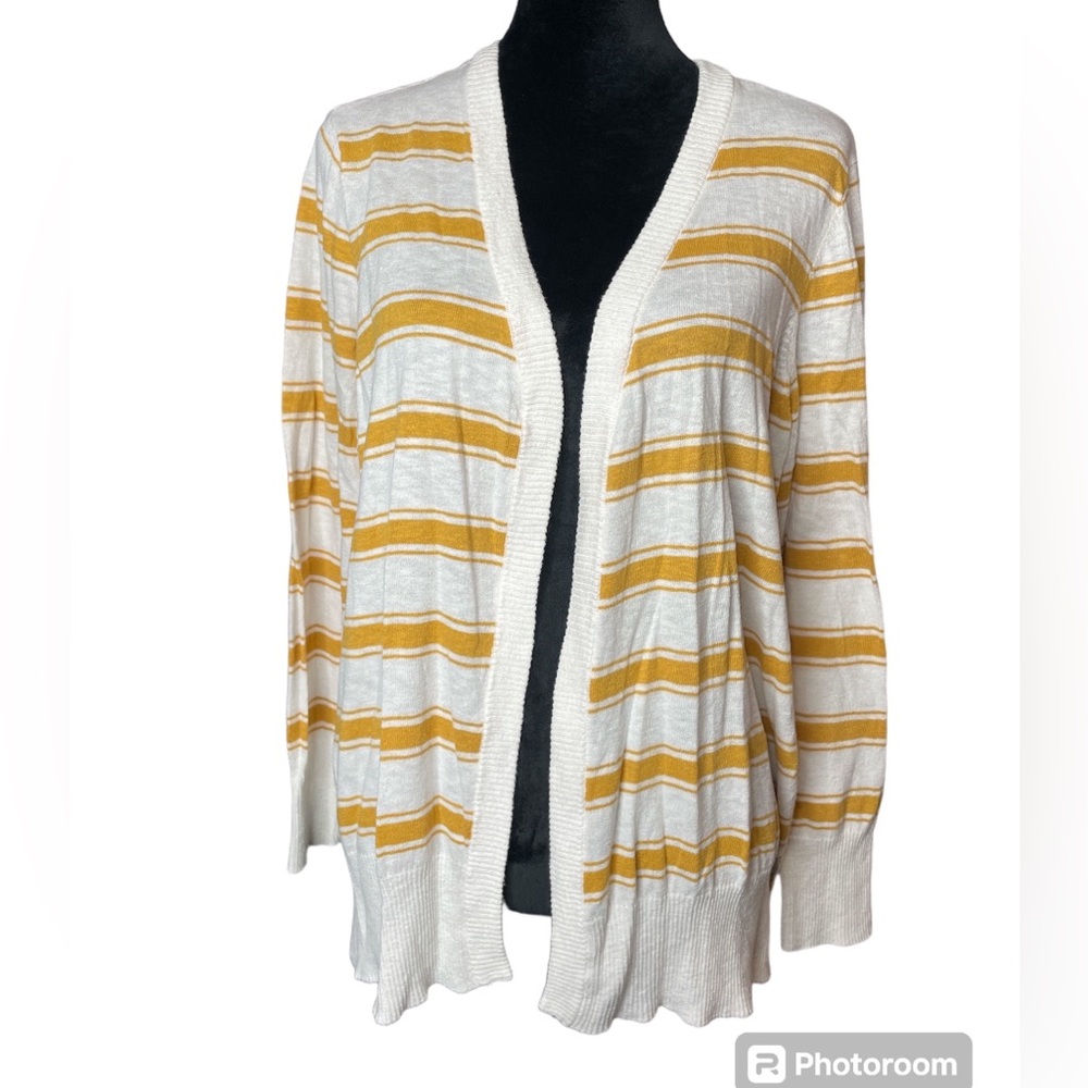 Maurice’s Yellow & White Striped Sweater Cardigan